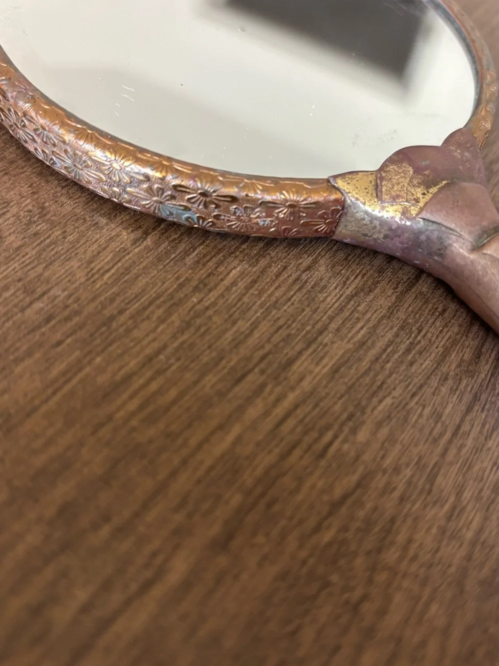 Vintage Hand Mirror with Blue Floral Porcelain Handle